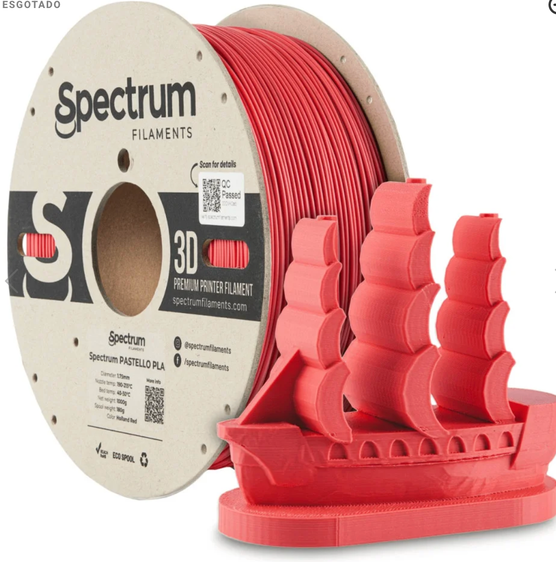PLA PASTELLO Holland Red - Diâmetro 1,75mm Bobine 1kg - Spectrum
