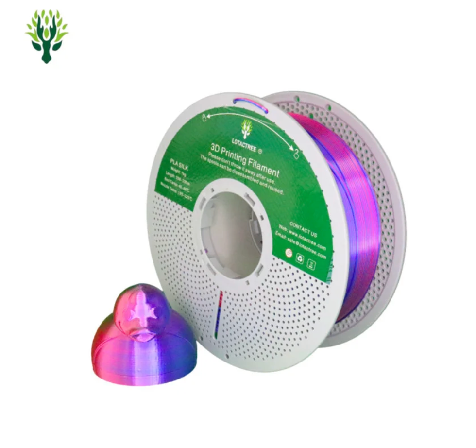 PLA SILK TRICOLOR Rose Red Green Dark Blue - Diâmetro 1,75mm Bobine 1kg - Lotactree