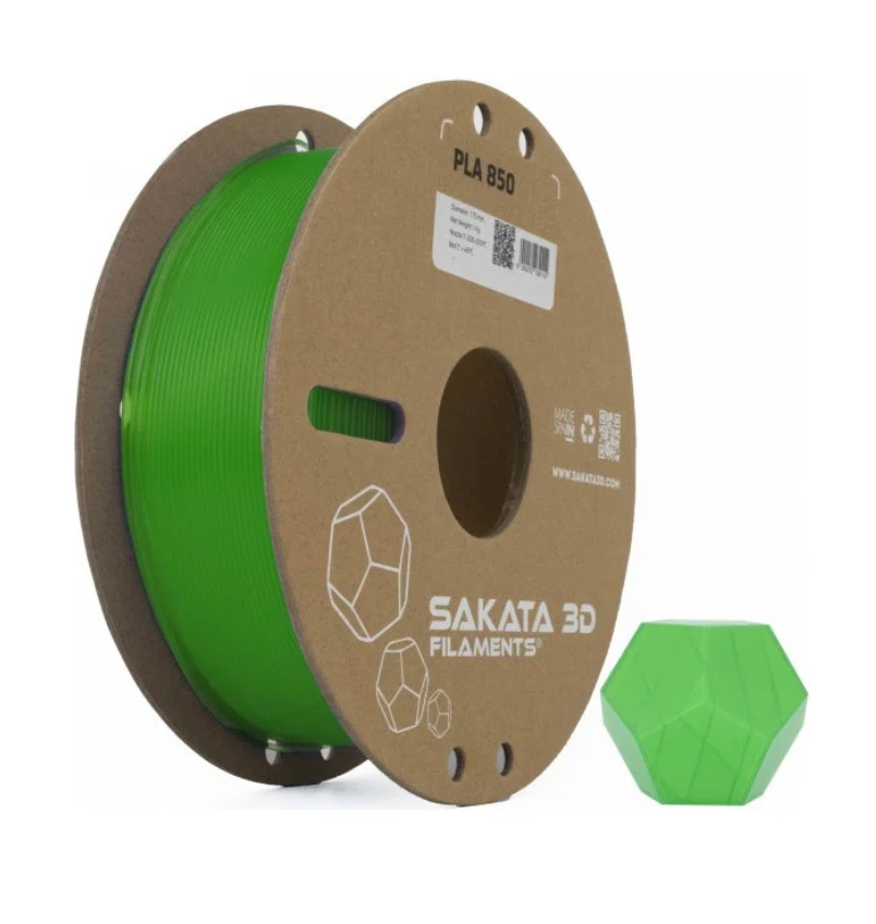 PLA 850 GLASS GREEN - Diâmetro 1,75mm Bobine 1kg - Sakata 3D