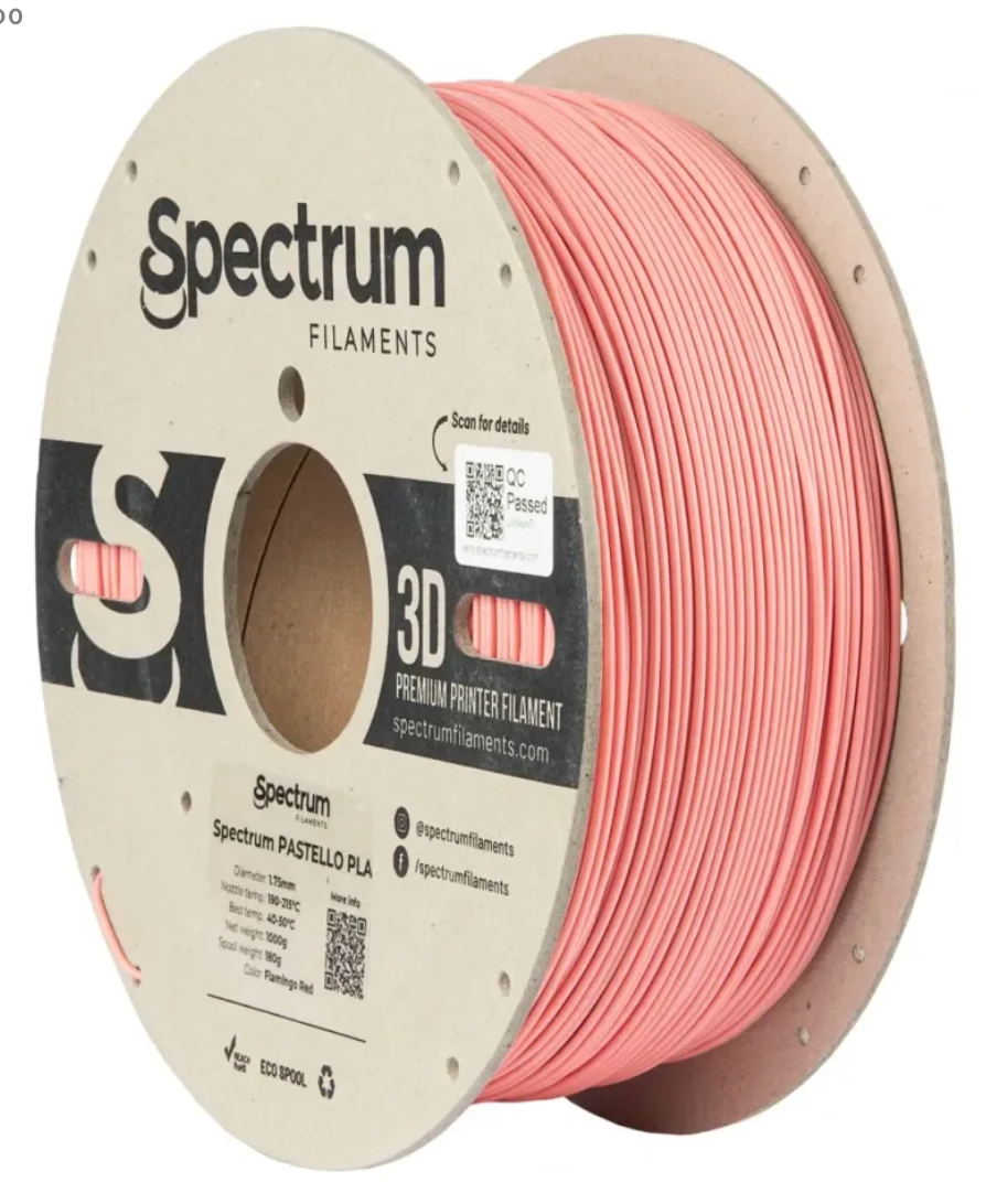 PLA PASTELLO Flamingo Red - Diâmetro 1,75mm Bobine 1kg - Spectrum